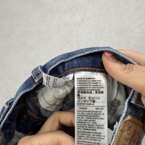 Levis Denim Shorts Womens 25 Distressed High Rise Button Fly Raw Hem Cutoff - Picture 7 of 10